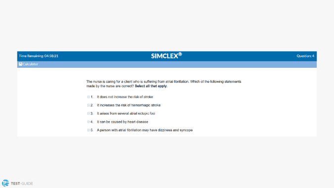 An image showing an example of the nursing.com SIMCLEX exam