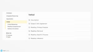 Princeton Review GMAT Course Organization Example