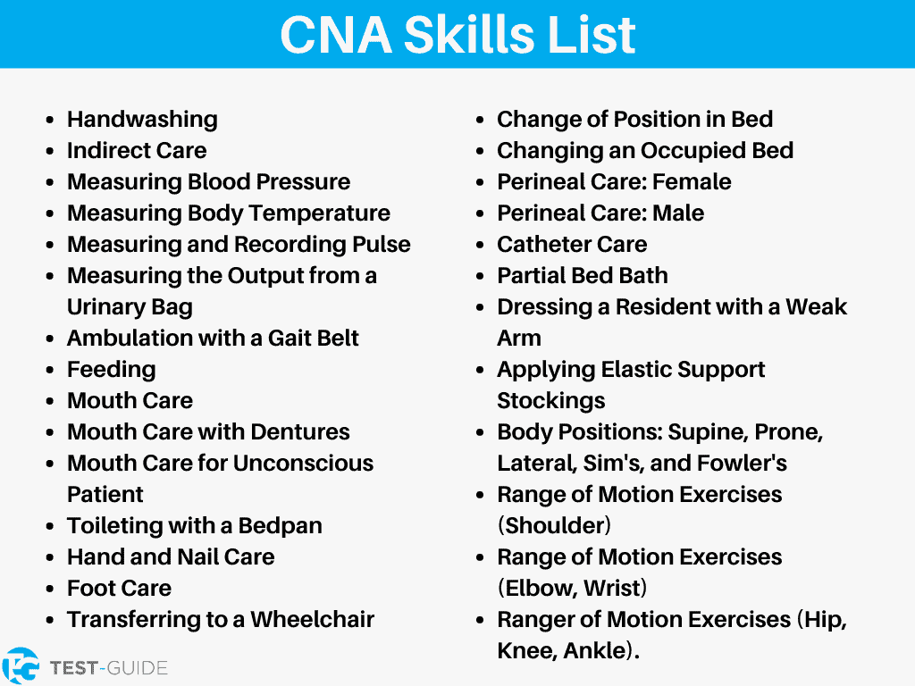 List of CNA Skills